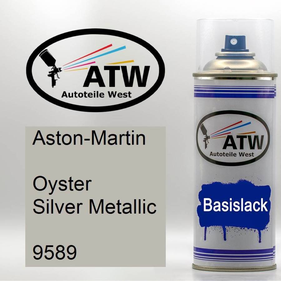 Aston-Martin, Oyster Silver Metallic, 9589: 400ml Sprühdose, von ATW Autoteile West.